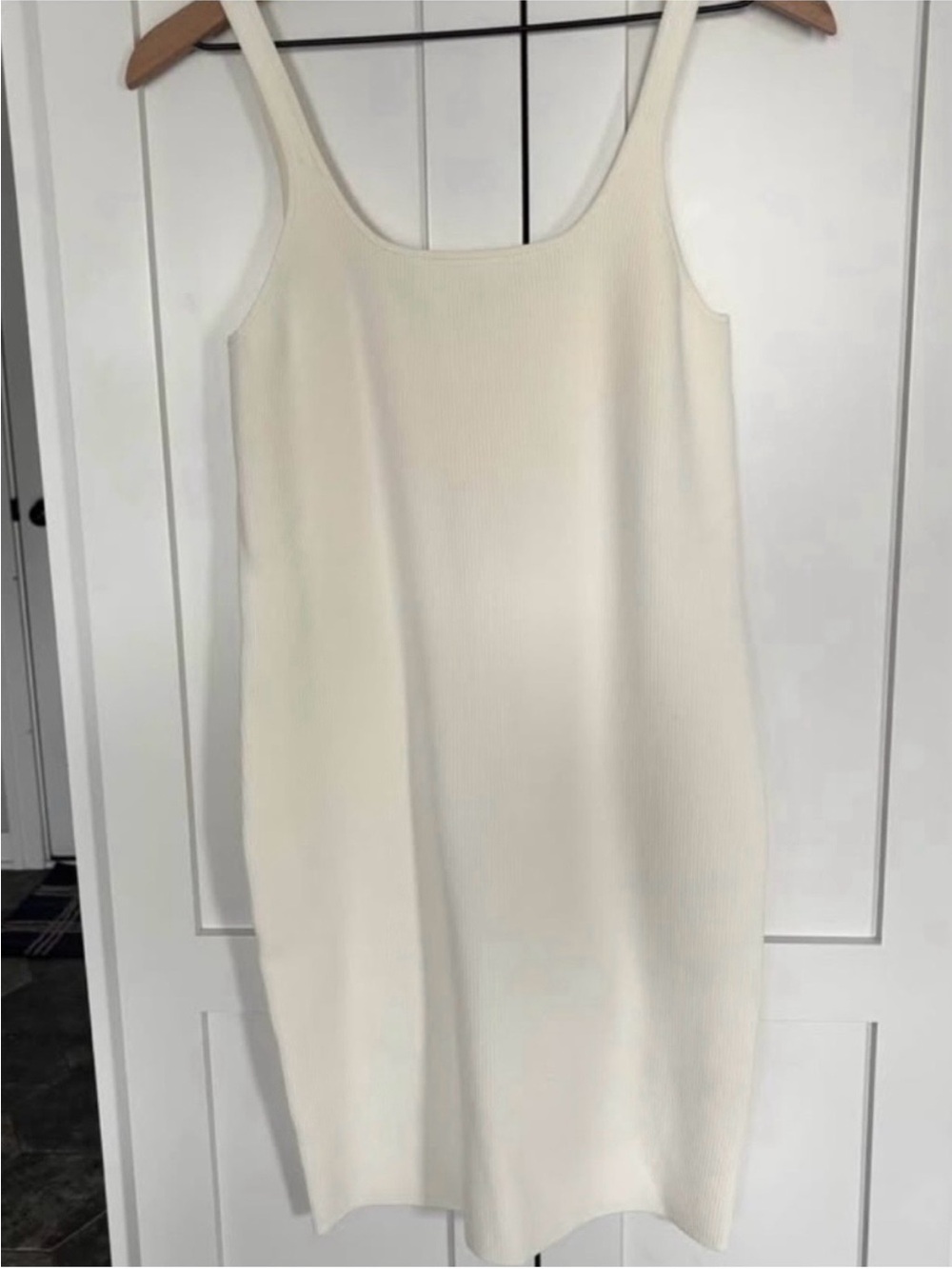 🌸J Crew NWT Ribbed Off- White Bodycon Tank Dress - Picture 3 of 4
